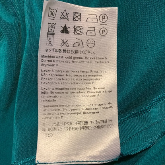 NWT Escada Dress: Teal, Draped Ruched Front, Stretchy Waist, Pull On. EU Size 44 - Picture 6 of 12